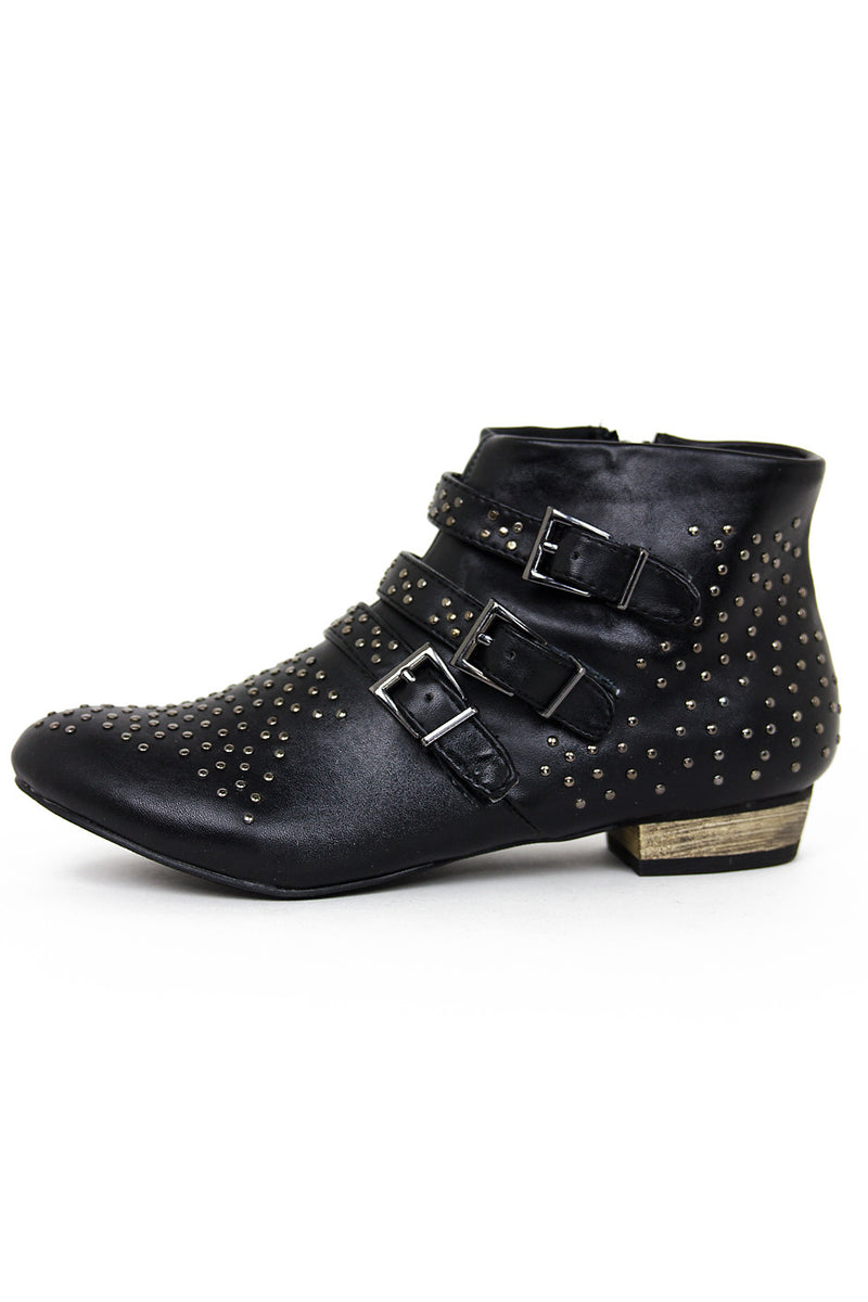 STUDDED ANKLE BOOTS - Black - Haute & Rebellious