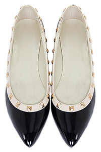 POINTY STUDDED FLAT - Black/Beige - Haute & Rebellious