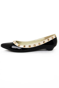 POINTY STUDDED FLAT - Black/Beige - Haute & Rebellious