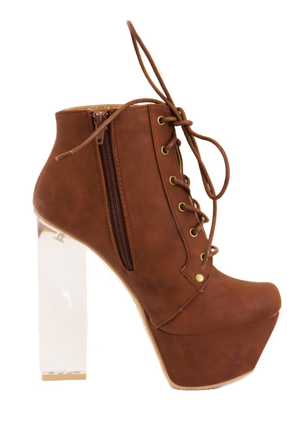 CLEAR HEEL BOOT - Cognac (Final Sale) - Haute & Rebellious