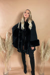 Faux Fur Cape - Black