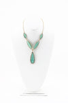 LARGE TURQUOISE STONE NECKLACE - Gold - Haute & Rebellious