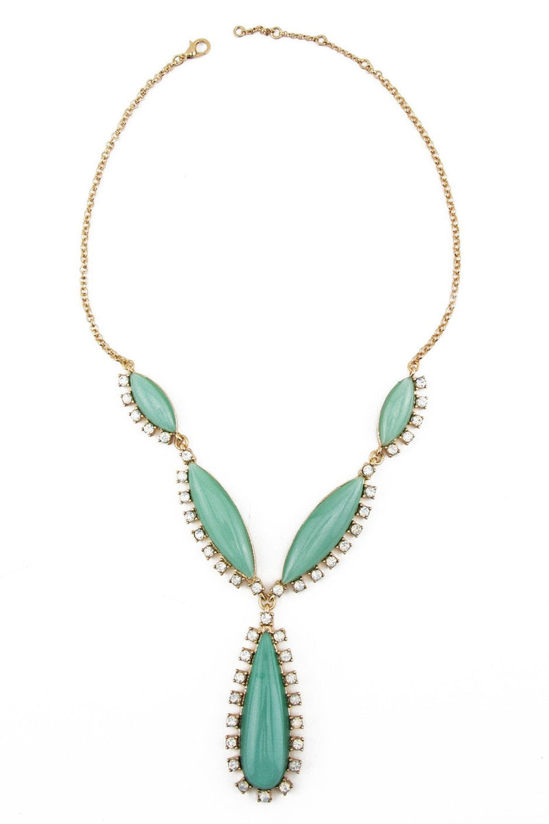 LARGE TURQUOISE STONE NECKLACE - Gold - Haute & Rebellious