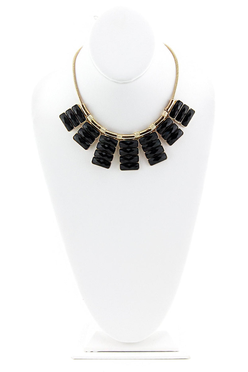 BLACK AND GOLD RADIANT STONE NECKLACE - Haute & Rebellious
