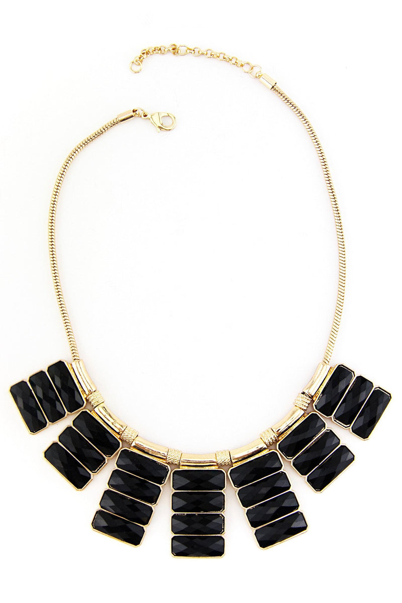 BLACK AND GOLD RADIANT STONE NECKLACE - Haute & Rebellious