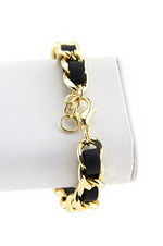 BRAIDED CHAIN LINKED ID BRACELET - Black/Gold - Haute & Rebellious