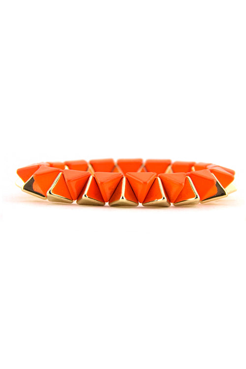 Pyramid Two-Tone Bracelet - Neon Orange (Final Sale) - Haute & Rebellious