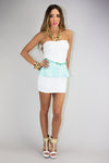 PASTEL PEPLUM TOP - Mint/White (Final Sale) - Haute & Rebellious