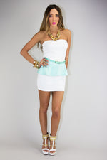 PASTEL PEPLUM TOP - Mint/White (Final Sale) - Haute & Rebellious