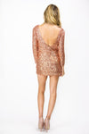 CHLOE 3/4 SEQUIN DRESS - Gold Rose - Haute & Rebellious