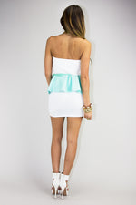 PASTEL PEPLUM TOP - Mint/White (Final Sale) - Haute & Rebellious