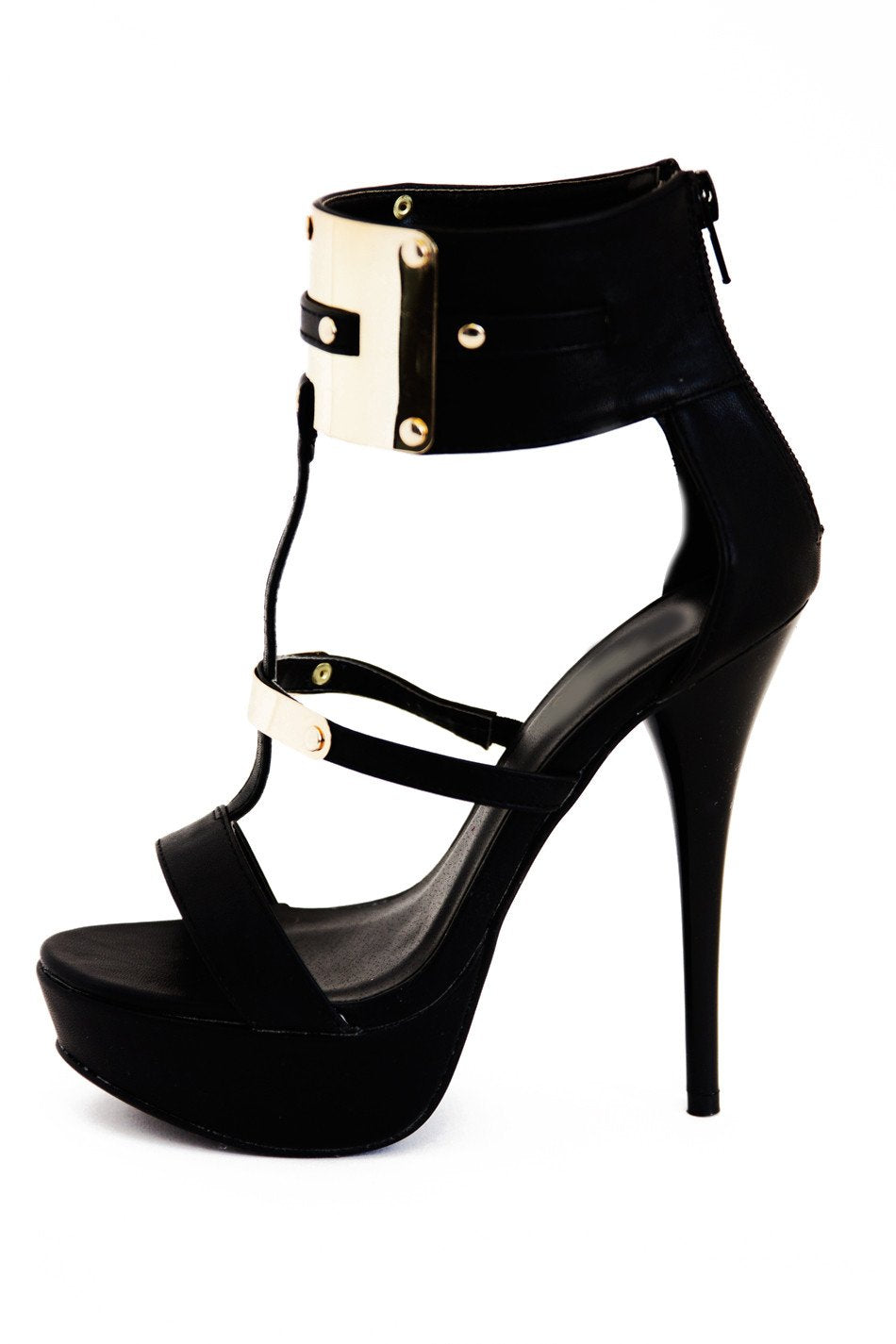 FARAH GOLD PLATED HEEL - Black - Haute & Rebellious