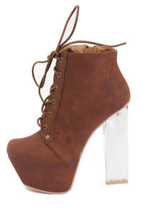 CLEAR HEEL BOOT - Cognac (Final Sale) - Haute & Rebellious