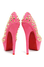 STUDDED PLATFORM PUMP - Coral (Final Sale) - Haute & Rebellious