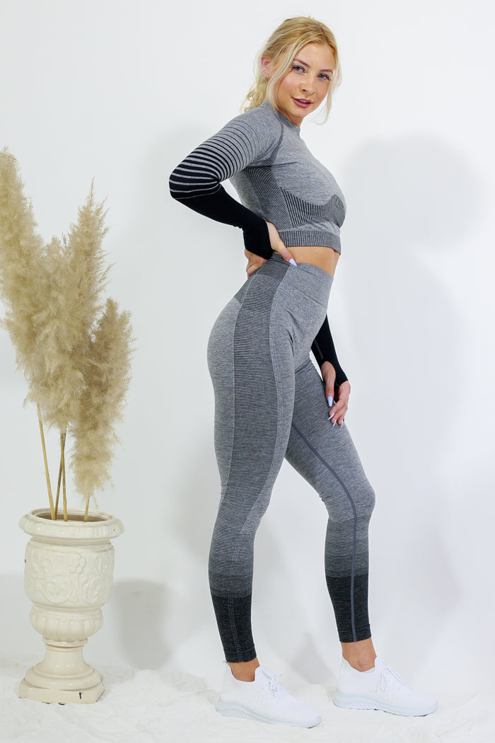 Legging and Long Sleeve Top Set - Black