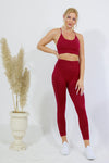Legging and Thin Strap Top Set - Red Wine