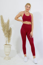 Legging and Thin Strap Top Set - Red Wine