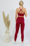 Legging and Thin Strap Top Set - Red Wine