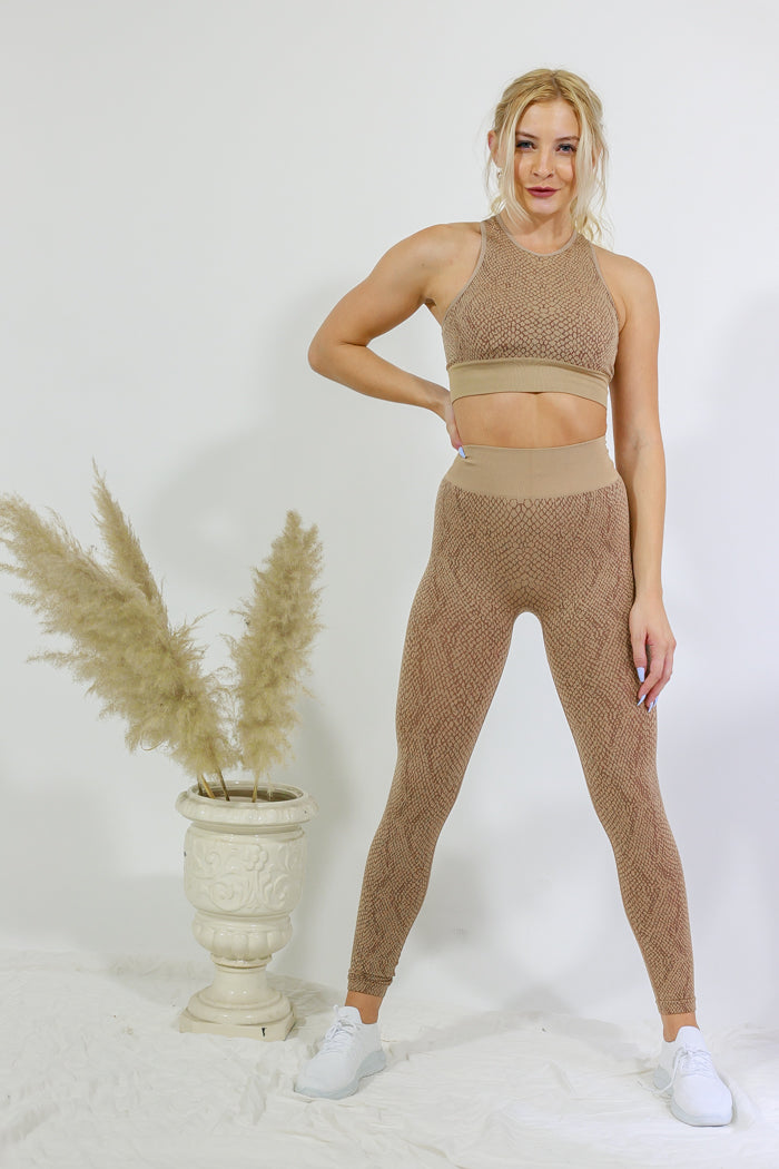 Legging and High Neck Top Set - Snake Print