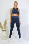 Legging and High Neck Top Set - Snake Print Blue