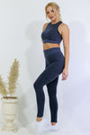 Legging and High Neck Top Set - Snake Print Blue