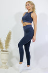 Legging and High Neck Top Set - Snake Print Blue