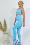 Legging and Thin Strap Top Set - Electric Blue