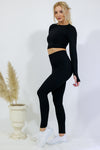 Legging and Long Sleeve Top Set - Black