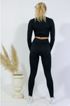 Legging and Long Sleeve Top Set - Black