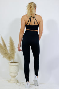 Legging and Thin Strap Top Set - Black