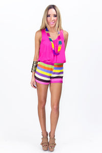 PINK COMBO STRIPED SHORTS - Haute & Rebellious
