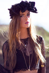 Midnight Queen Flower Child Headband - Black - Haute & Rebellious