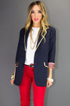 NALLA GOLD STUDDED NAVY BLAZER - Haute & Rebellious