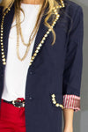 NALLA GOLD STUDDED NAVY BLAZER - Haute & Rebellious