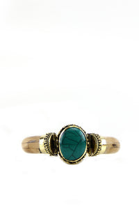 Petrified Wood Aqua Stone Bangle - Haute & Rebellious