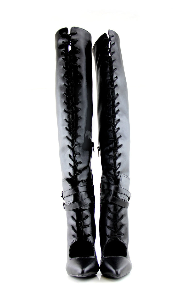 Aster Knee-High Lace-Up Heel Boot - Haute & Rebellious