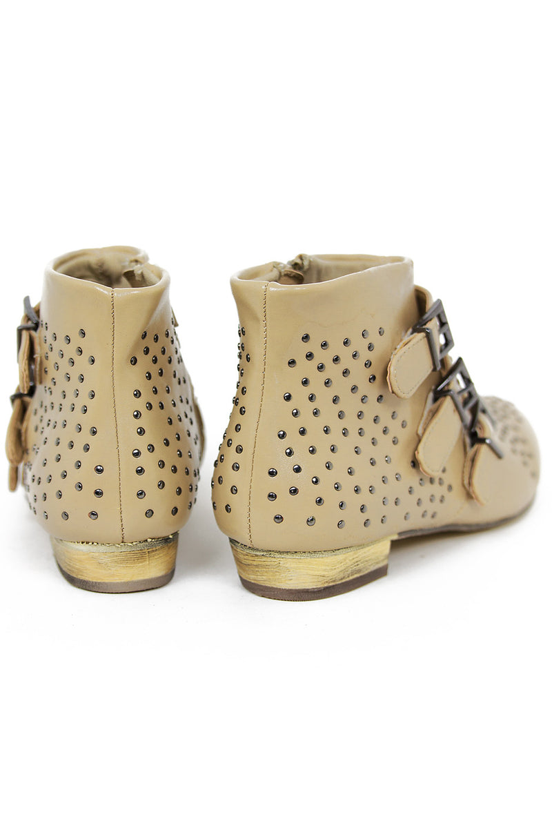 STUDDED ANKLE BOOTS - Beige - Haute & Rebellious