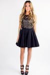 GOLD SEQUIN FULL A LINED SKIRT DRESS - Black/Gold - Haute & Rebellious