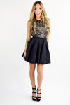 GOLD SEQUIN FULL A LINED SKIRT DRESS - Black/Gold - Haute & Rebellious