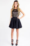 GOLD SEQUIN FULL A LINED SKIRT DRESS - Black/Gold - Haute & Rebellious