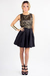 GOLD SEQUIN FULL A LINED SKIRT DRESS - Black/Gold - Haute & Rebellious