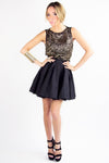 GOLD SEQUIN FULL A LINED SKIRT DRESS - Black/Gold - Haute & Rebellious