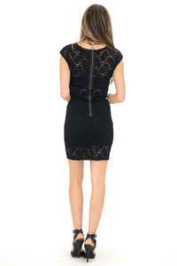 LEIA LACE DETAIL BODYCON DRESS - Black - Haute & Rebellious