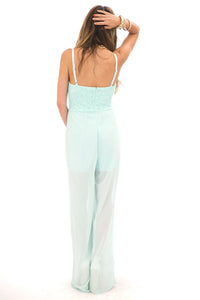 LEIA LACE DETAIL JUMPSUIT - Mint - Haute & Rebellious