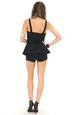 BOW-TIE PEPLUM ROMPER - Black - Haute & Rebellious
