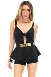 BOW-TIE PEPLUM ROMPER - Black - Haute & Rebellious