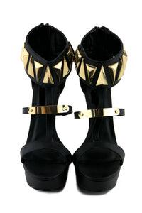 FARAH TRIANGLE PLATED HEEL - Black - Haute & Rebellious