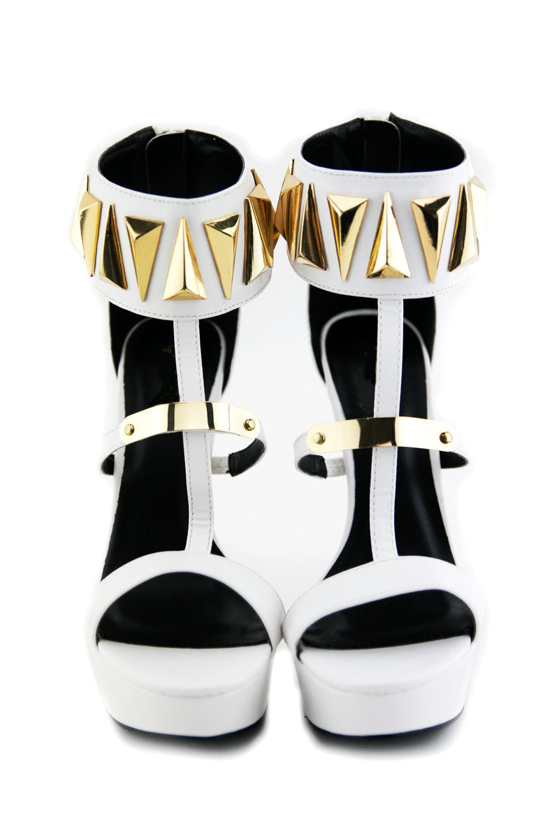 FARAH TRIANGLE PLATED HEEL - White - Haute & Rebellious