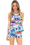 TRIBAL GEO PEPLUM TOP - Mint - Haute & Rebellious