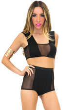 MELO MESH BOOTIE SHORTS - Black - Haute & Rebellious